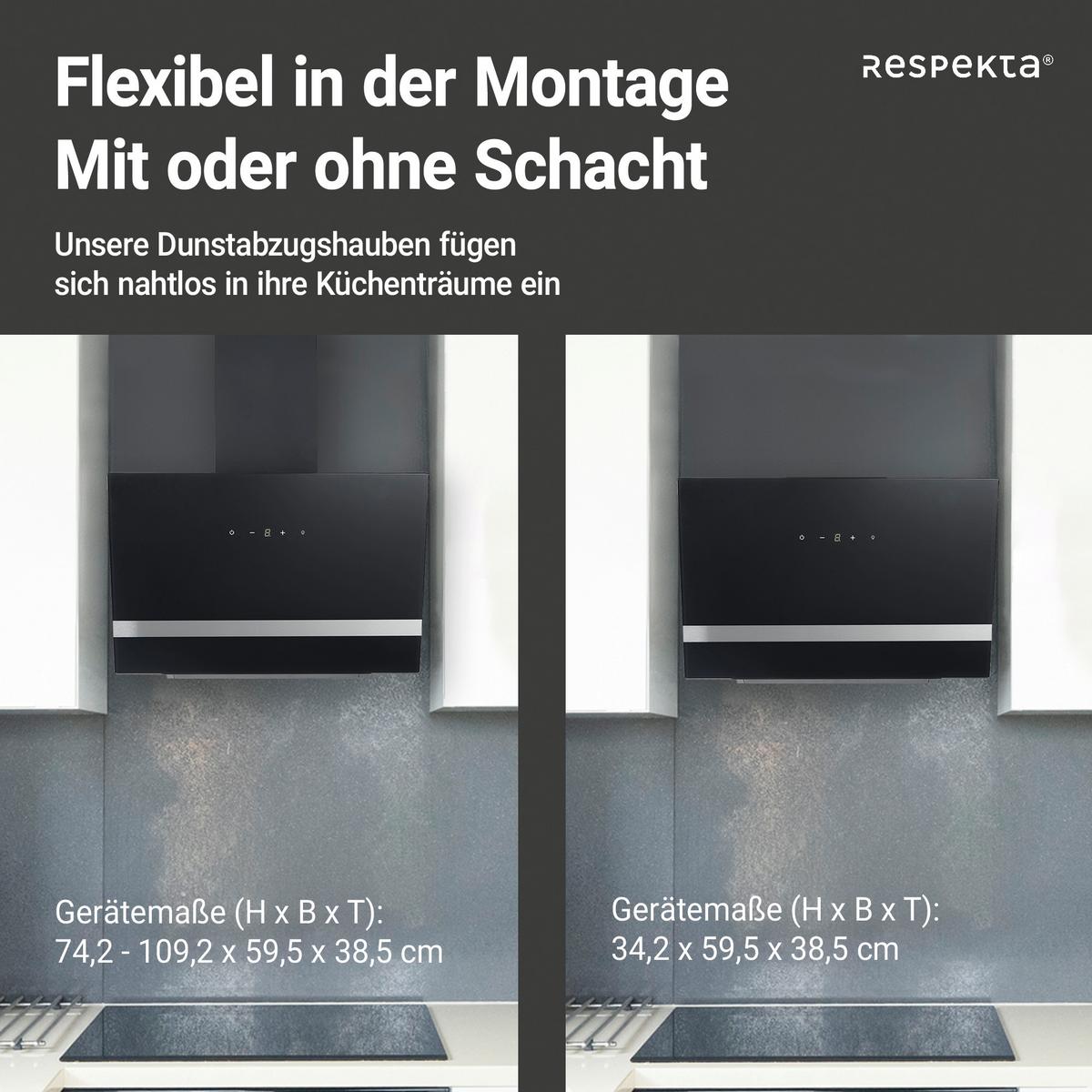 Kopffreihaube Respekta Hera Metall/Glas Schwarz B: 59,5 cm - Schwarz, Trend, Glas/Metall (59,5/74,2-109,2/38,5cm) - Respekta