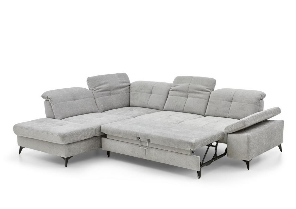 Sedačka SORENA L, ľavá, sv.sivá ženilka, s funkciami - čierna/svetlosivá, Modern, kov/textil (255/311cm) - Premium Living