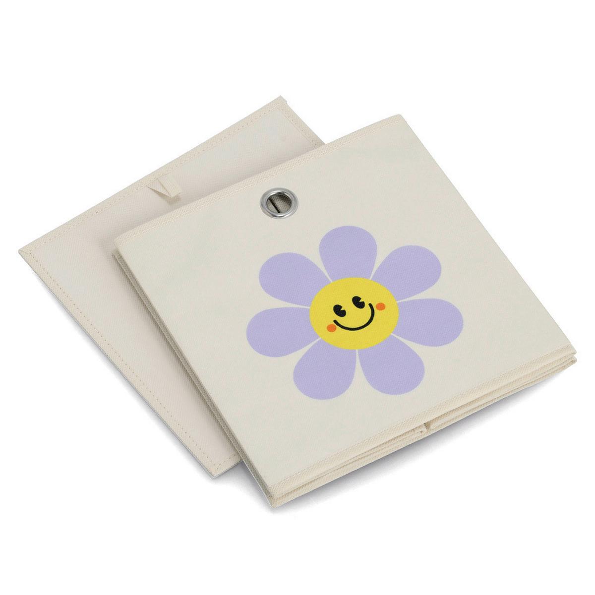 Aufbewarhungsbox 'HappyFlower' creme, ca. 28x28x28 cm - Creme, Basics, Textil (28/28/28cm) - Zeller Present