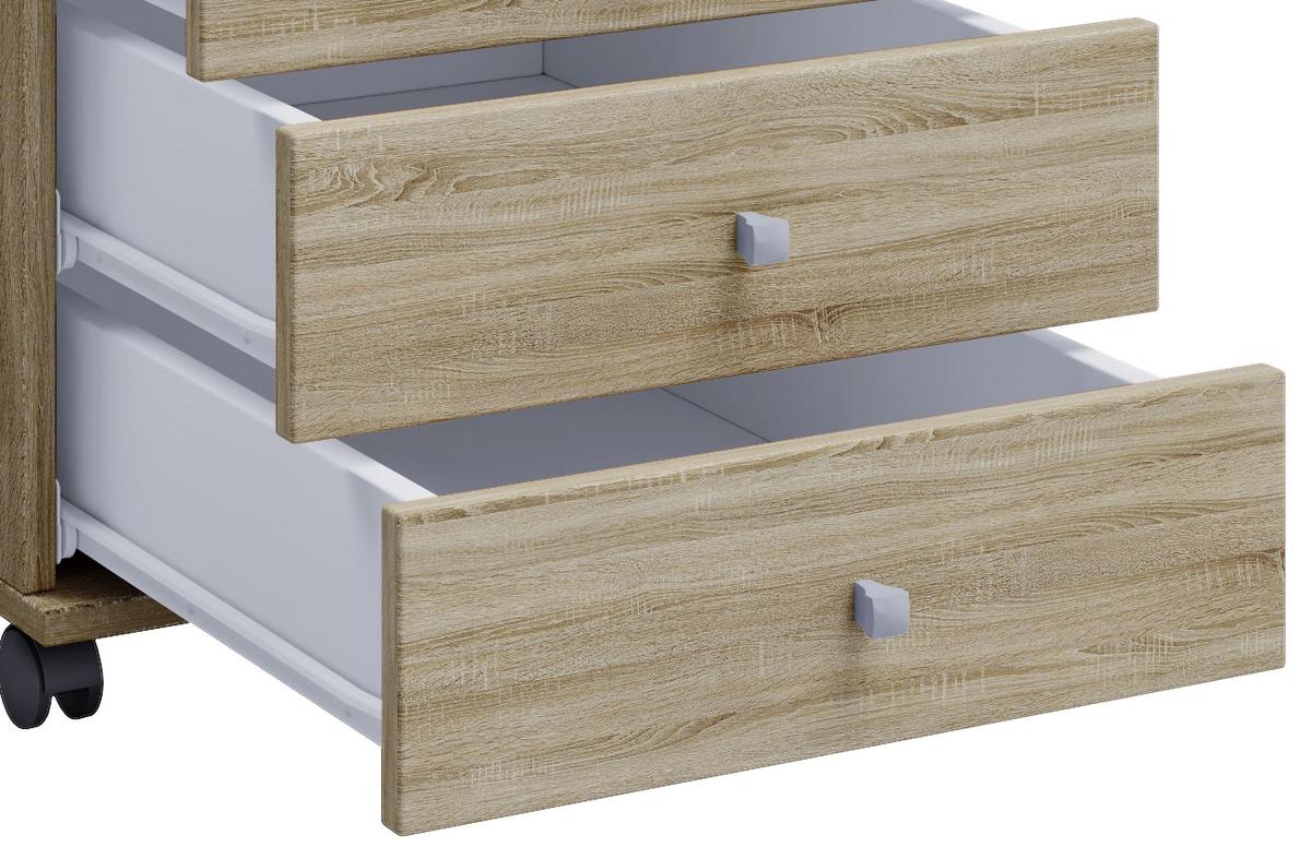 Rollcontainer Eiche Dekor Lona Mini 42x57x50 Cm - Sonoma Eiche, Basics, Holzwerkstoff/Kunststoff (42/57/50cm) - MID.YOU