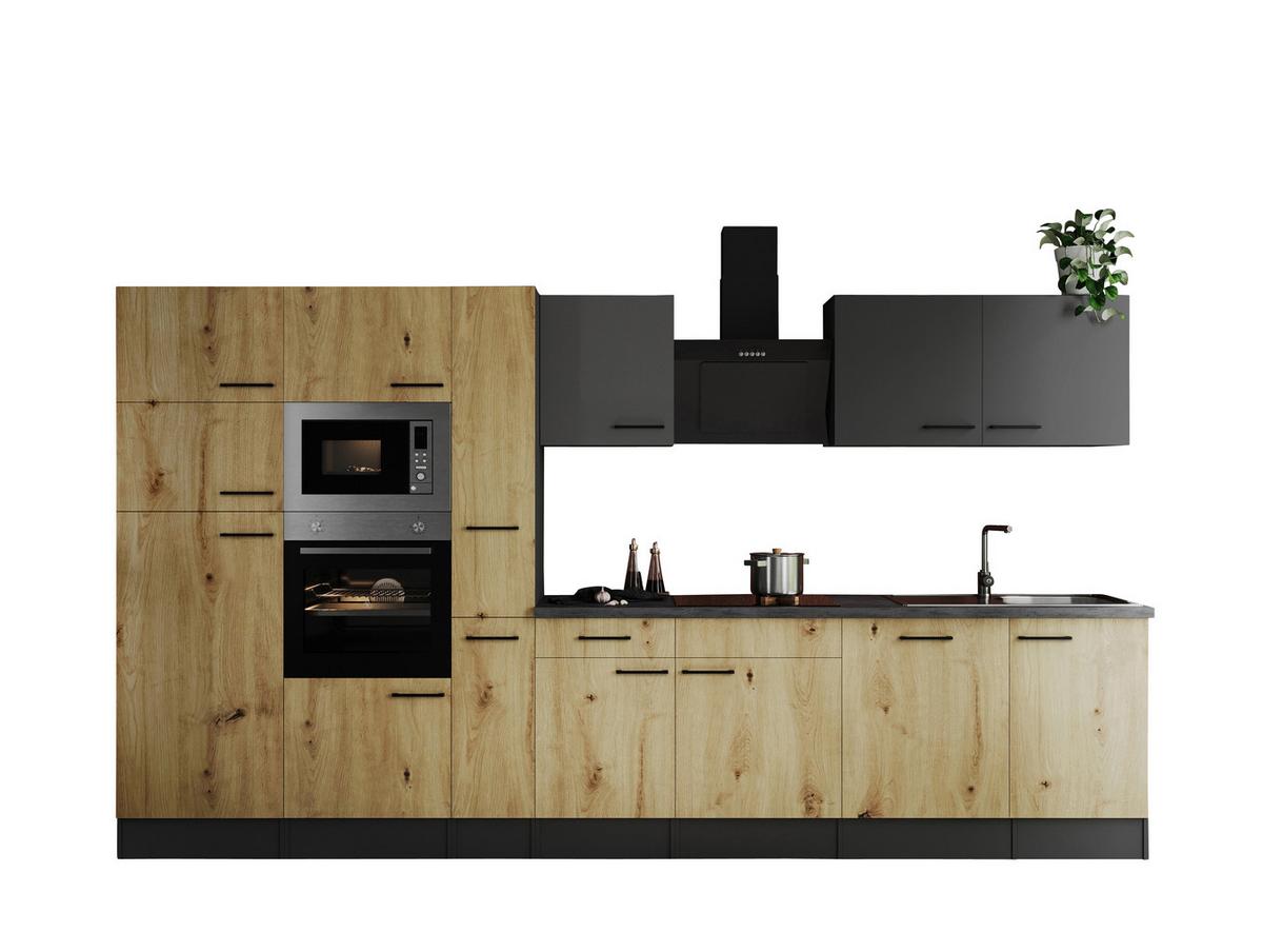 Küchenblock Oliver Artisan Dekor, Grau B: 370 cm - Eiche Artisan/Grau, Design, Holzwerkstoff (370cm) - Respekta