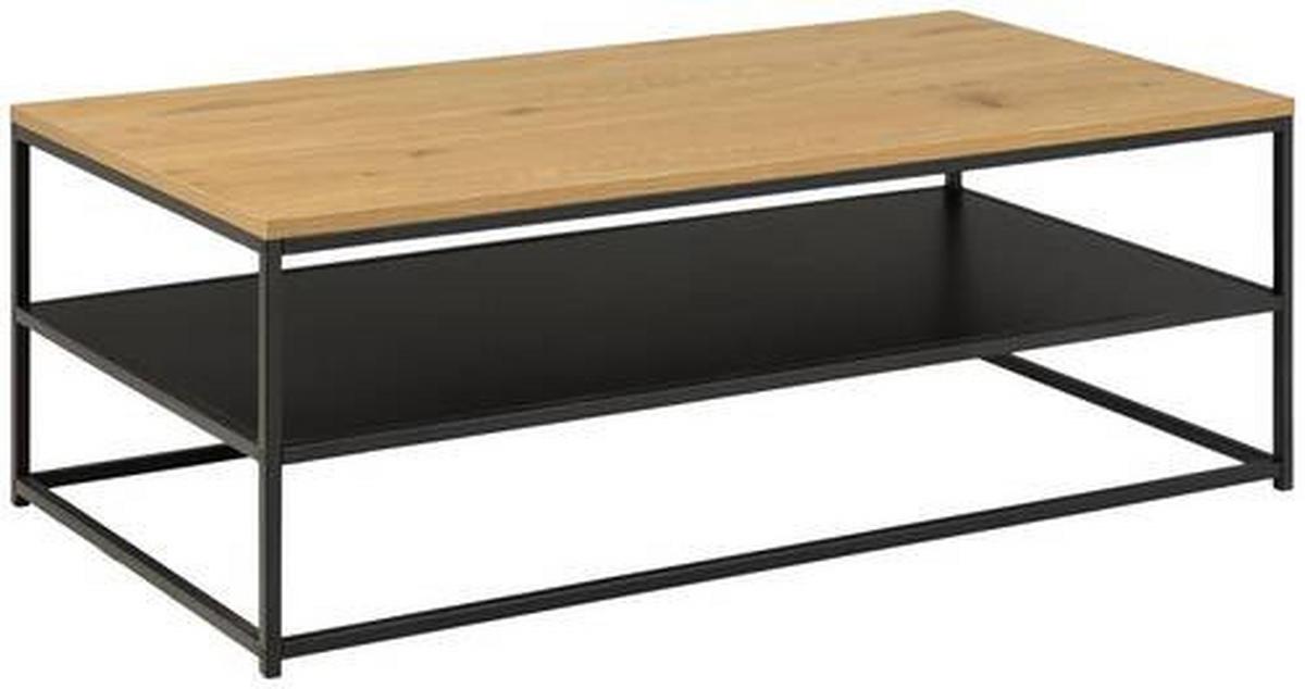 Couchtisch Mit Ablage Gila Eiche Dekor/schwarz - Eichefarben/Schwarz, Trend, Holzwerkstoff/Metall (120/60/42cm) - MID.YOU