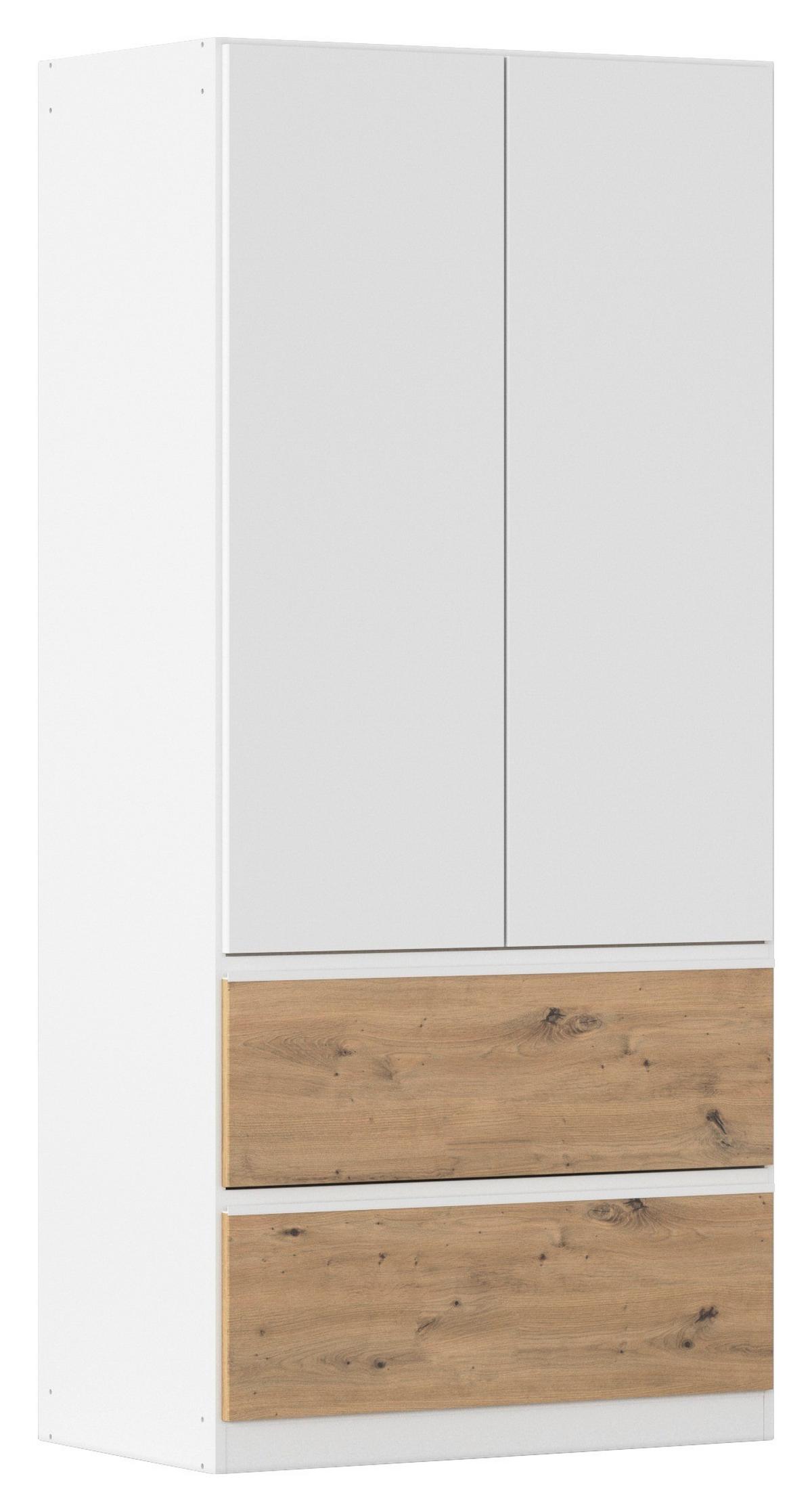 Drehtürenschrank Costa Weiß Eiche Artisan Dekor - Eiche Artisan/Weiß, MODERN, Holzwerkstoff (91/197/54cm) - Rauch Möbel