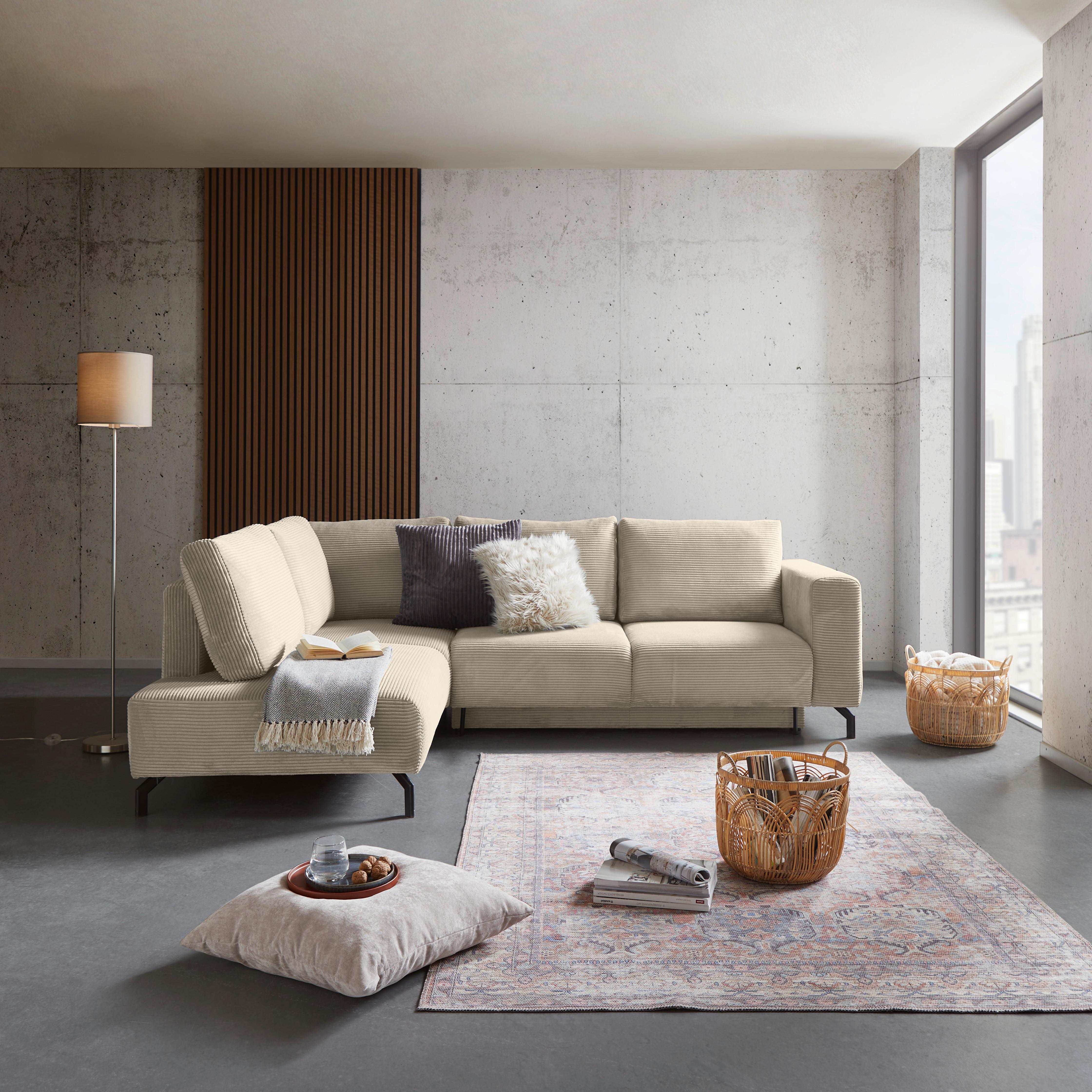 Ecksofa Mit Schlaffunktion & Bettkasten Veni Beige