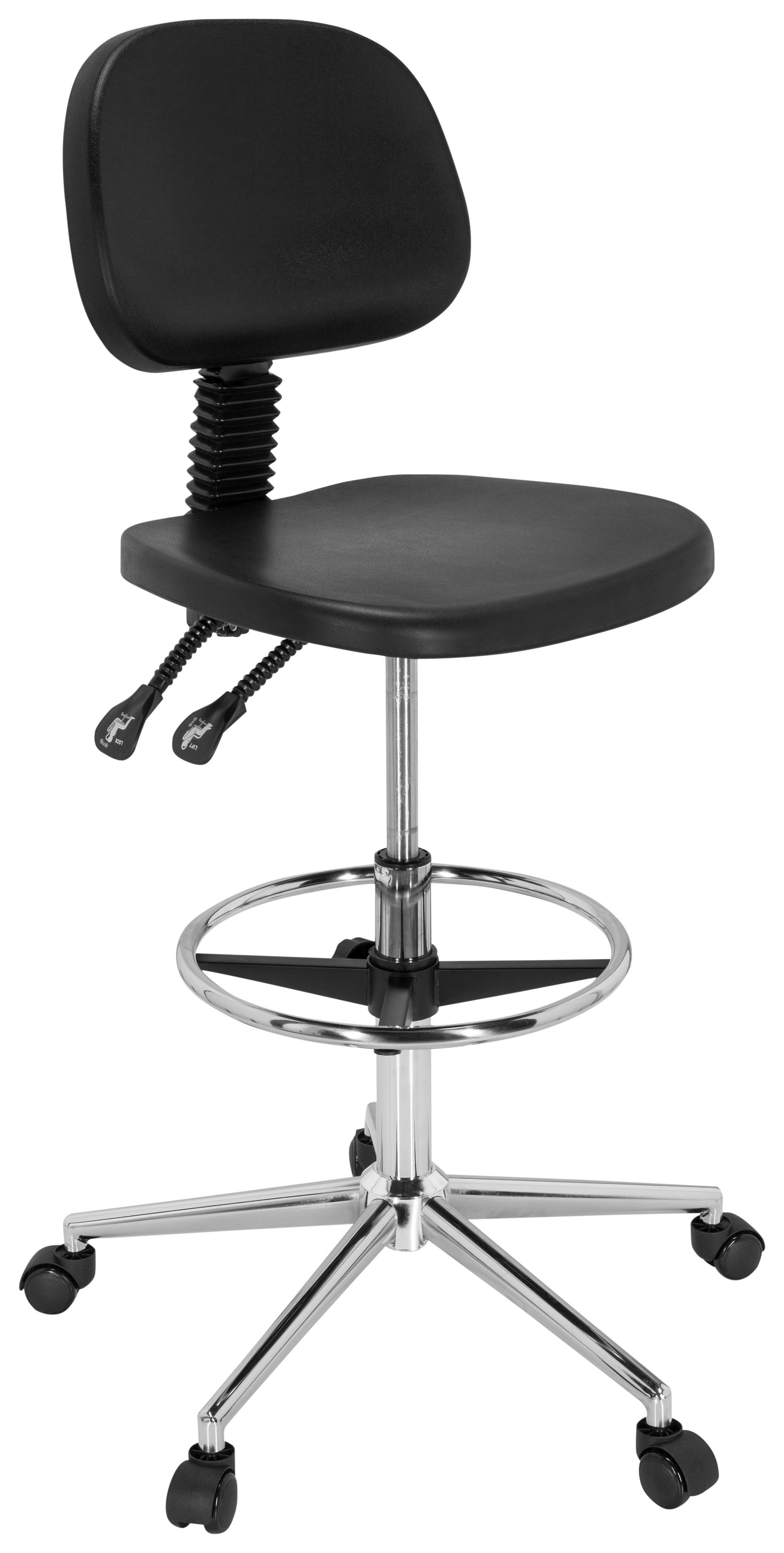 Bürohocker Top Work 24 I Schwarz Bis 100 Kg - Silberfarben/Schwarz, Basics, Kunststoff/Metall (44/91/50cm) - MID.YOU