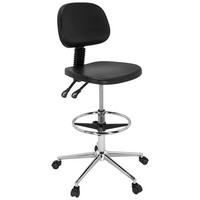 Bürohocker Top Work 24 I Schwarz Bis 100 Kg - Silberfarben/Schwarz, Basics, Kunststoff/Metall (44/91/50cm) - MID.YOU