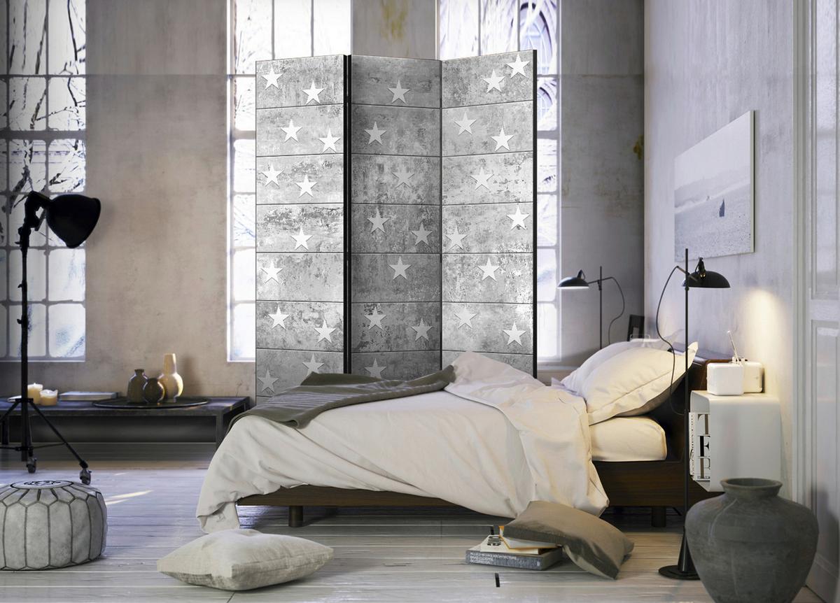Paravent Grau Weiß B: 135 Cm - Weiß/Grau, Basics, Holz/Textil (135/172/3cm) - artgeist