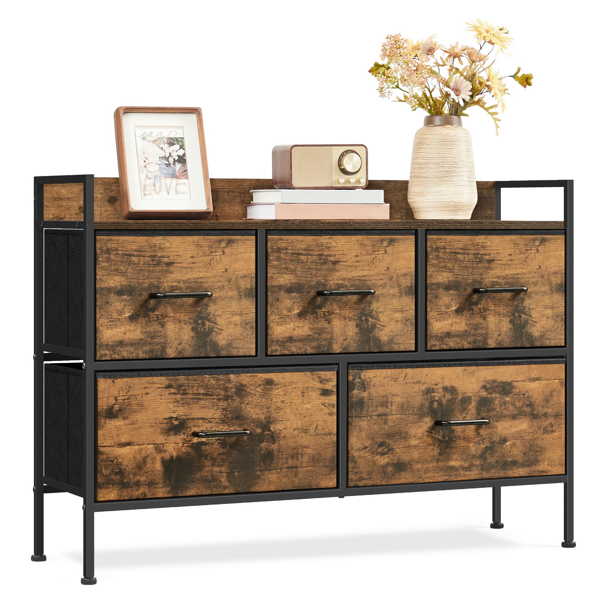 KOMMODE Schwarz, Braun B: 98,2cm - Schwarz/Braun, Basics, Holzwerkstoff/Textil (98,2/70/29cm)