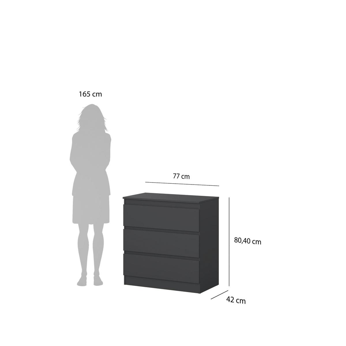 Kommode Mara 2 Anthrazit B: 77 cm - Anthrazit/Weiß, Trend, Holz (77/80,4/42cm)