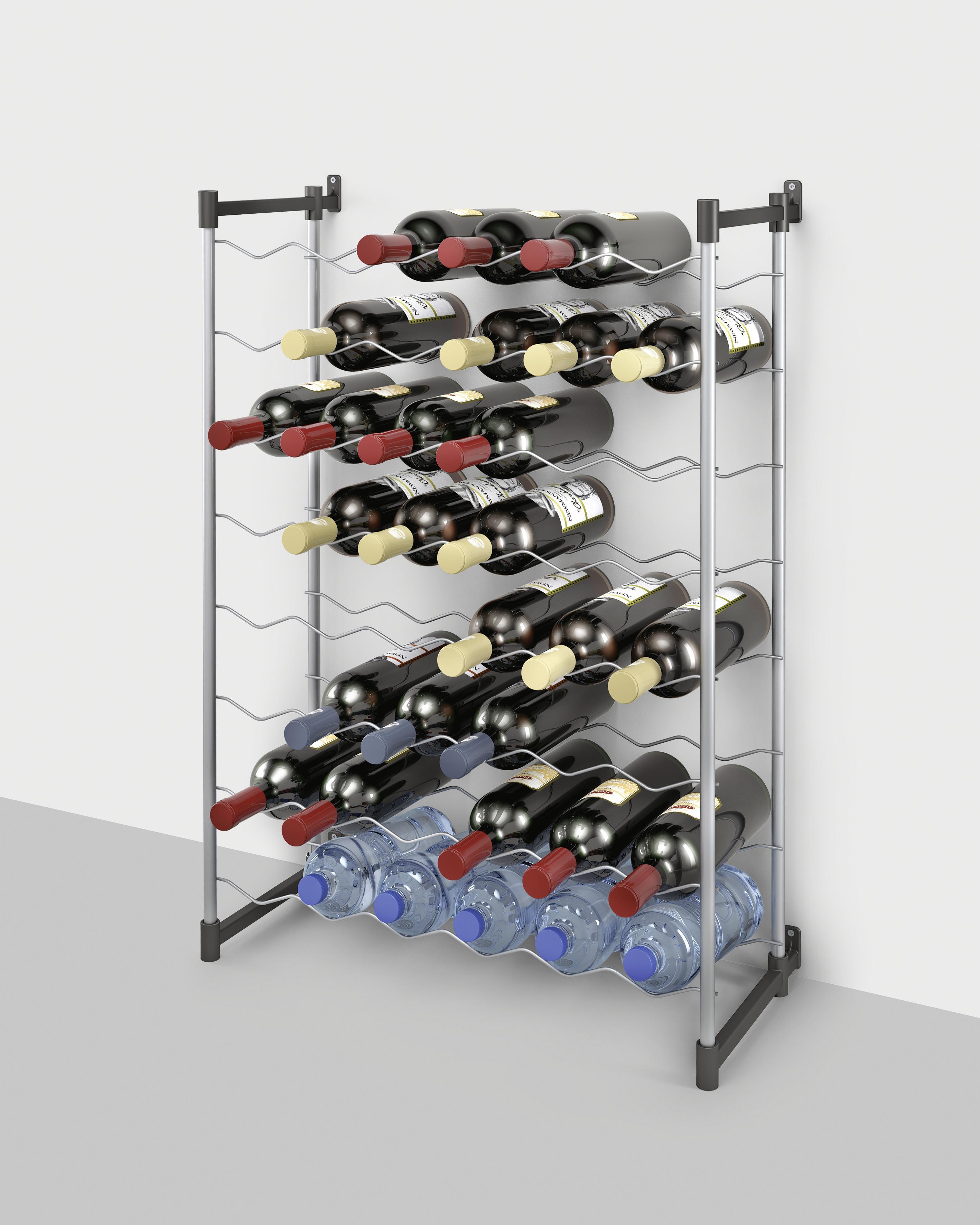 Weinregal Metall Silber 48 Flaschen 58x83 cm Merlot - Silberfarben, MODERN, Metall (58/83/26cm)