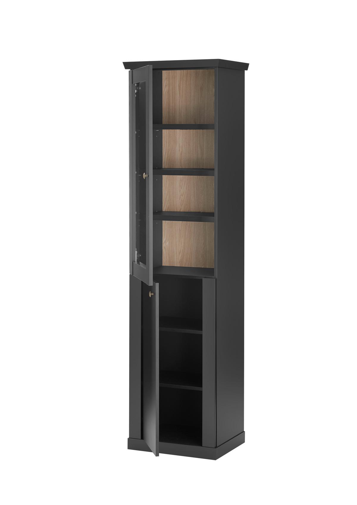 Vitrine Lincoln Schwarz/Eichefarben B: 55cm - Eichefarben/Schwarz, Design, Holzwerkstoff (55/200/39cm) - MID.YOU