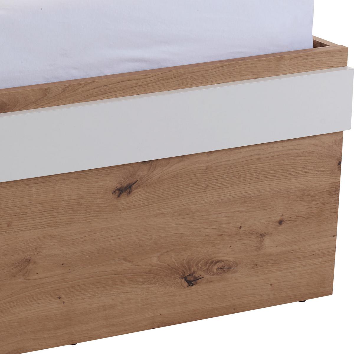 Ágykeret Box 90/200 Cm - grafitszürke/tölgyfa színű, Modern, faalapú anyag (90/200cm) - Ondega