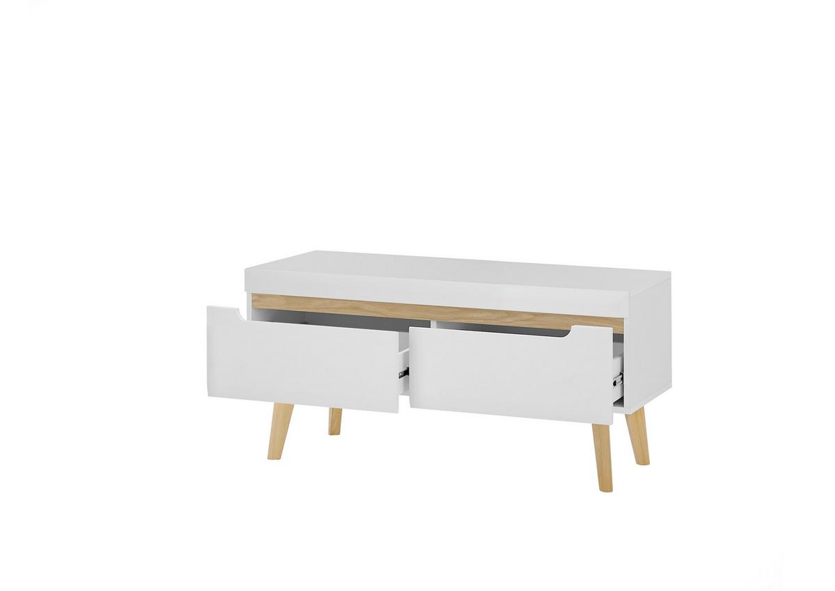 Lowboard Svante Torge Weiß/Eichefarben B: 107 cm - Eichefarben/Weiß, Design, Holzwerkstoff (107/50/40cm) - MID.YOU