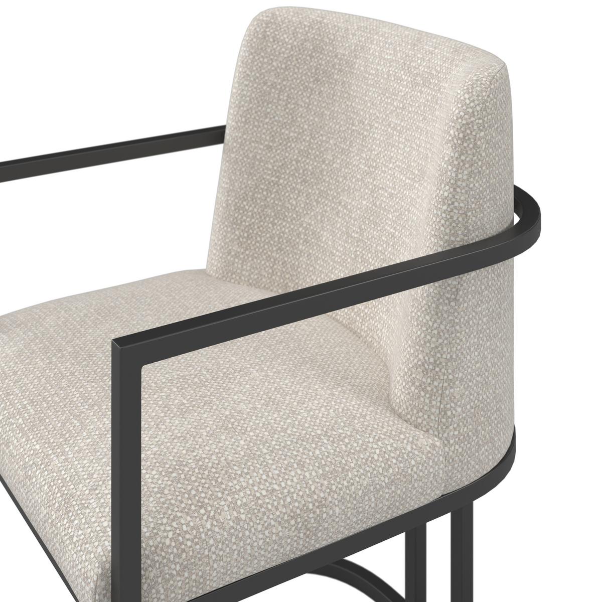 Stolička s podrúčkami AMARA - čierna/svetlosivá, Modern, kov/drevo (55/81,5/60cm) - Bessagi Home