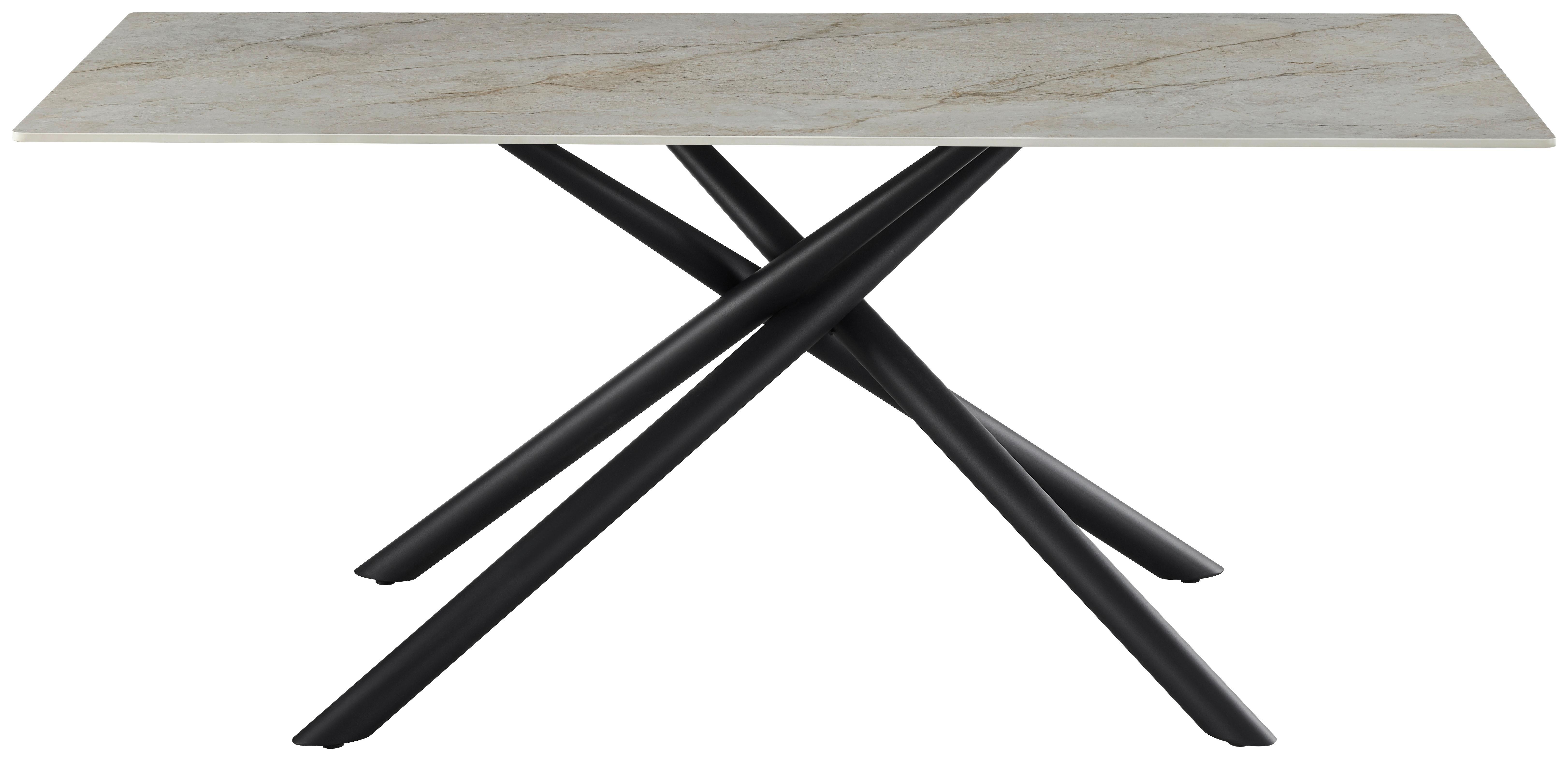 Esstisch Terence Keramikplatte, B: 180 Cm - Schwarz/Grau, MODERN, Keramik/Metall (180/76/90cm)