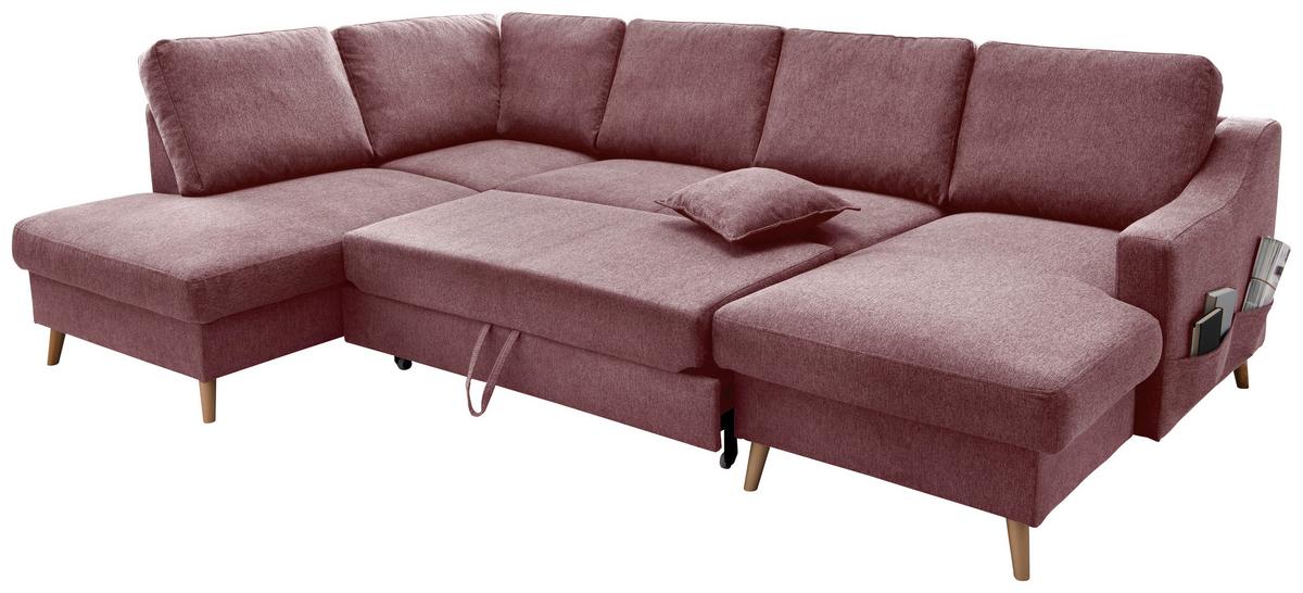 Wohnlandschaft Valentina Rosa U:200/301/150cm - Rosa/Naturfarben, KONVENTIONELL, Textil (200/301/150cm) - P & B