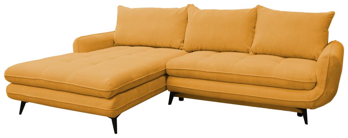 Rohová sedačka WAVE, levá, tmavě žlutá barva - černá/tmavě žlutá, Moderní, kov/textil (189/266cm)