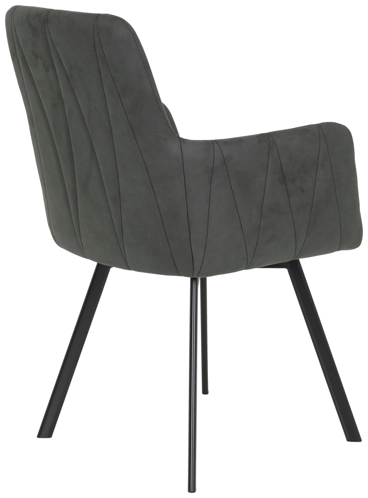 Armlehnstuhl Gesa S Anthrazit Gepolstert Drehbar 2er-Set - Anthrazit/Schwarz, MODERN, Textil/Metall (58/88/63cm) - MID.YOU