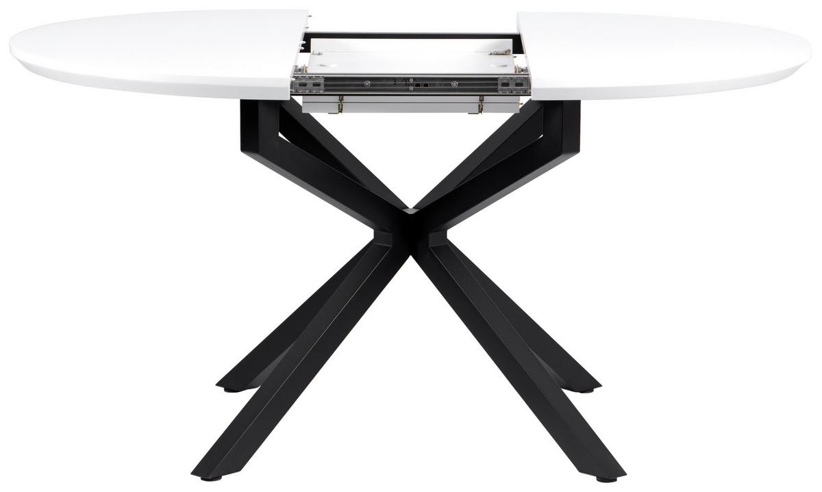 Esstisch Aris Weiß L 108-148 cm - Schwarz/Weiß, MODERN, Holzwerkstoff/Metall (108/148/108/76cm) - Livetastic