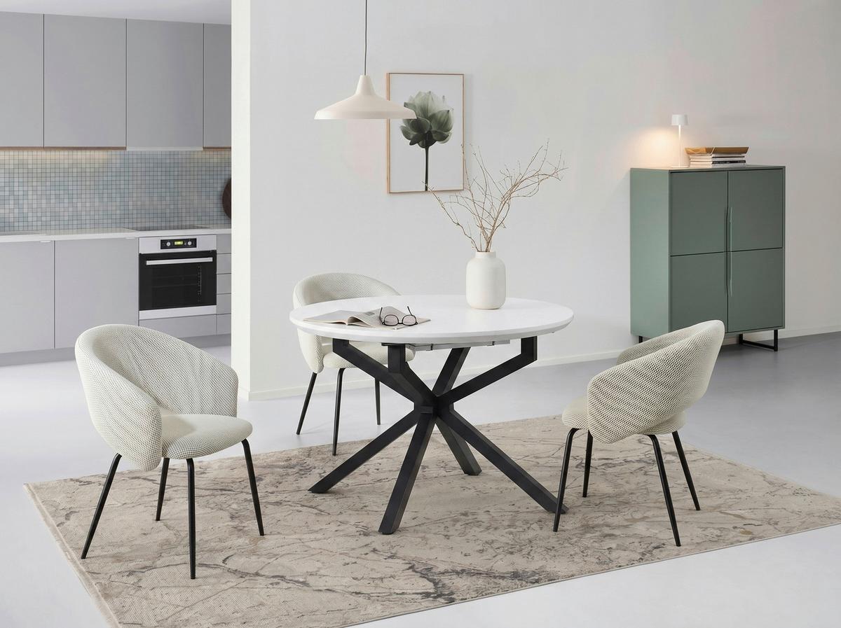 Esstisch Aris Weiß L 108-148 cm - Schwarz/Weiß, MODERN, Holzwerkstoff/Metall (108/148/108/76cm) - Livetastic