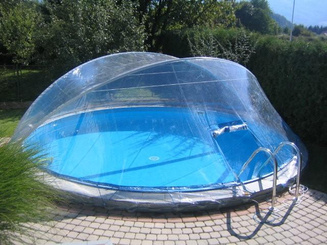 Pooldach Rund Ø 550 cm Kunststoff Transparent - Transparent, Basics, Kunststoff (550cm)