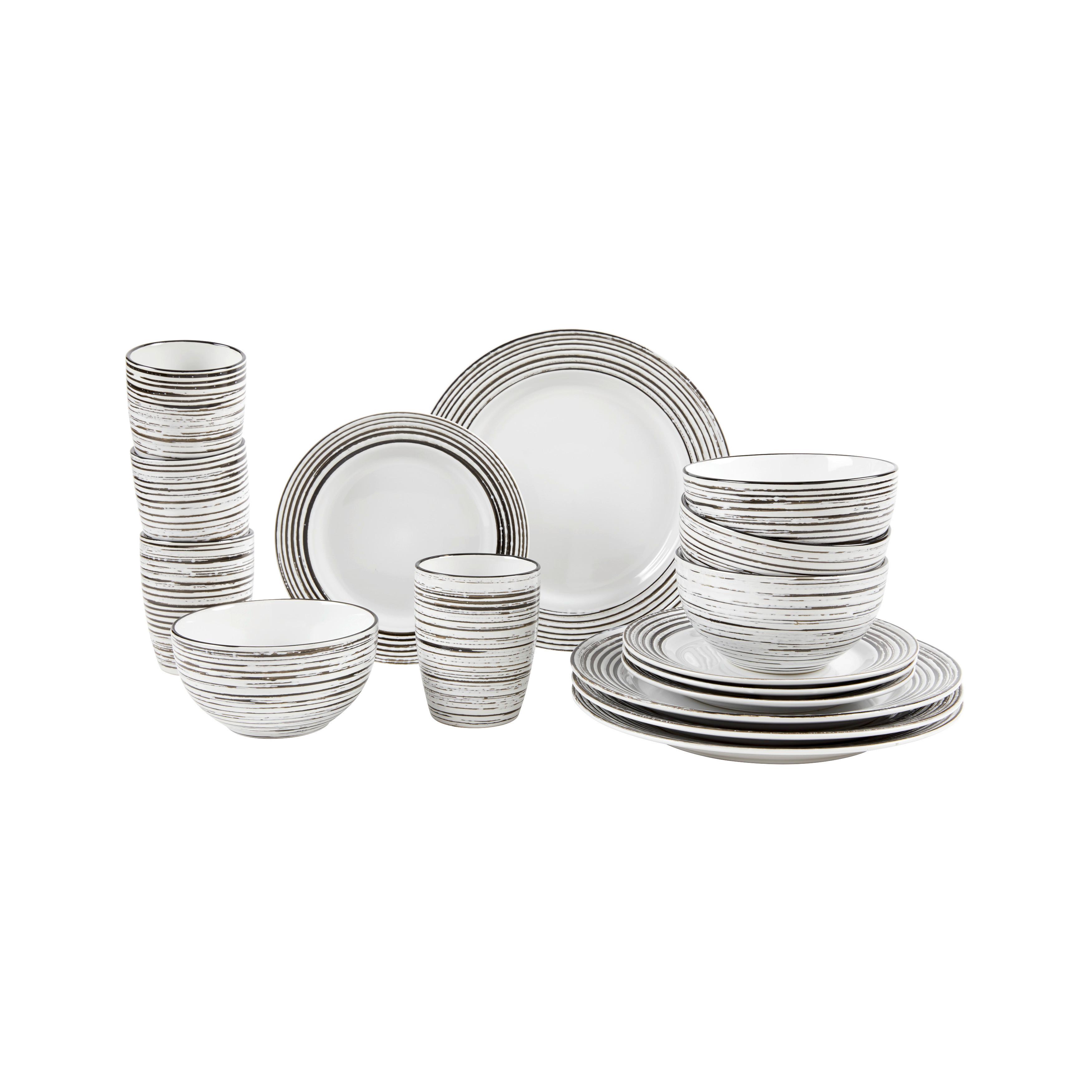 Kombiservice Gomera Schwarz/Weiß 16-teilig
