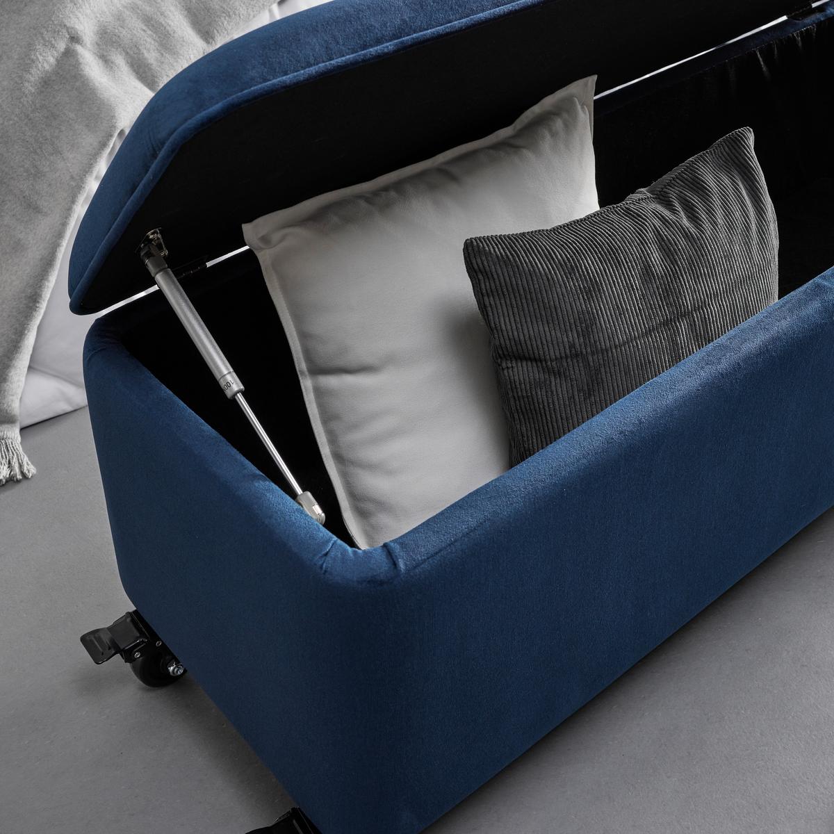 Lavica s úl.priestorom ELLA modrá - modrá/čierna, Modern, drevo/textil (124/48/43cm) - Bessagi Home