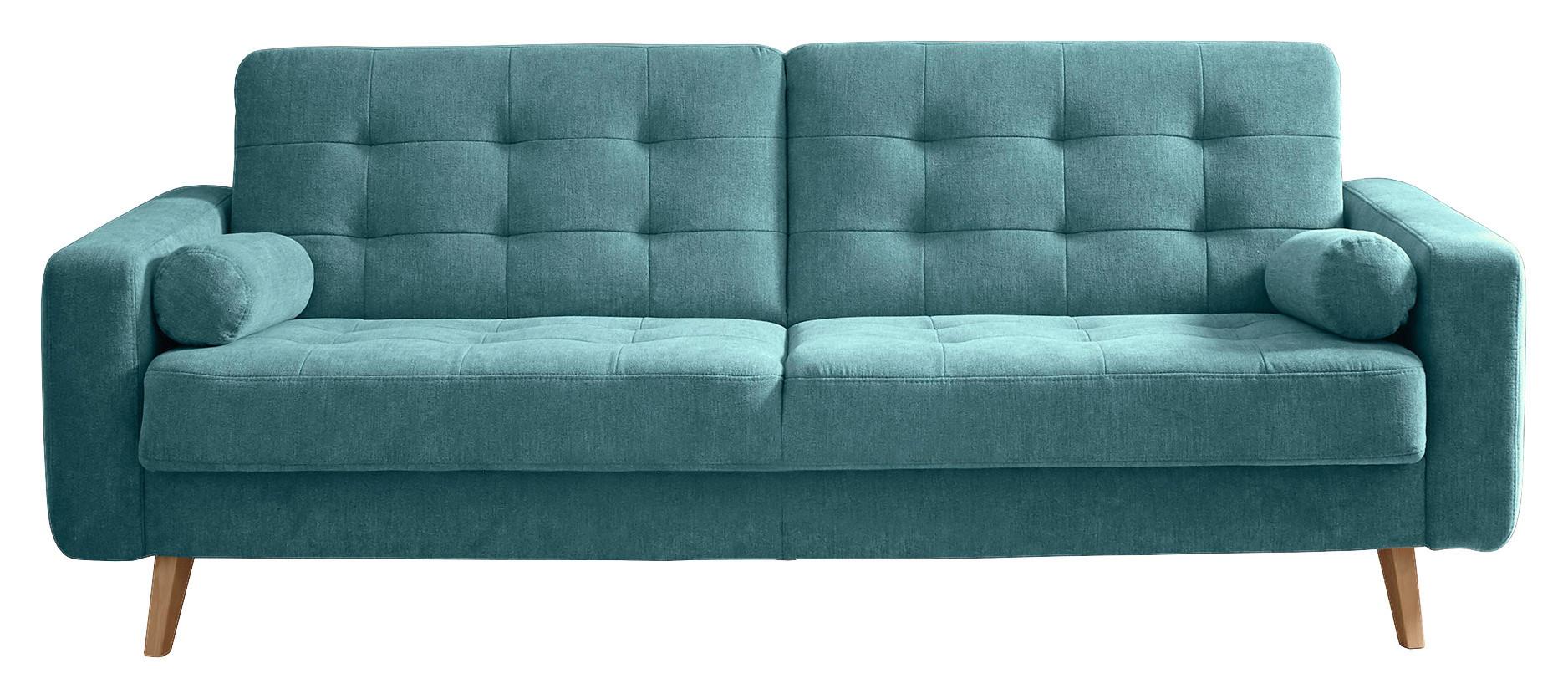2-Sitzer-Sofa mit Schlaffunkt. und Bettkasten Fjord, Grün - Schlammfarben/Eichefarben, MODERN, Holzwerkstoff/Textil (222/86/90cm) - MID.YOU