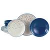 Tafelservice Joy Blau-bunt Blau, Creme 12-Tlg - Blau/Creme, Basics, Keramik - Creatable