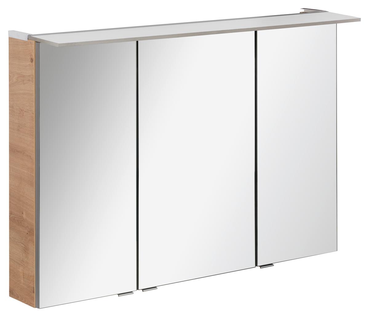 Spiegelschrank B.perfekt + Led 100x69,5x23,5 Cm Eiche Dekor - Eichefarben/Silberfarben, MODERN, Glas/Holzwerkstoff (100/69,5/23,5cm) - MID.YOU