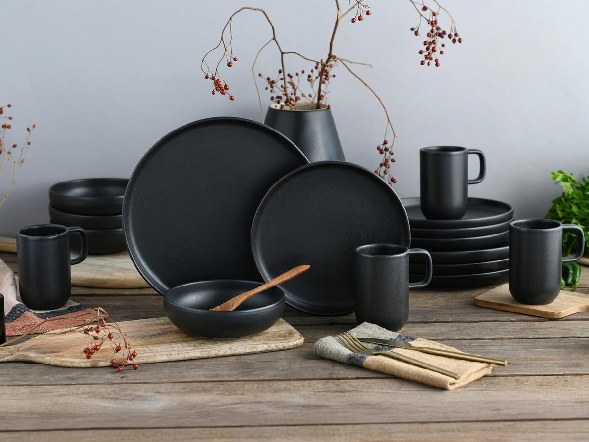 KOMBISERVICE schwarz, 16--Teilig. - Schwarz, Trend, Keramik - Creatable