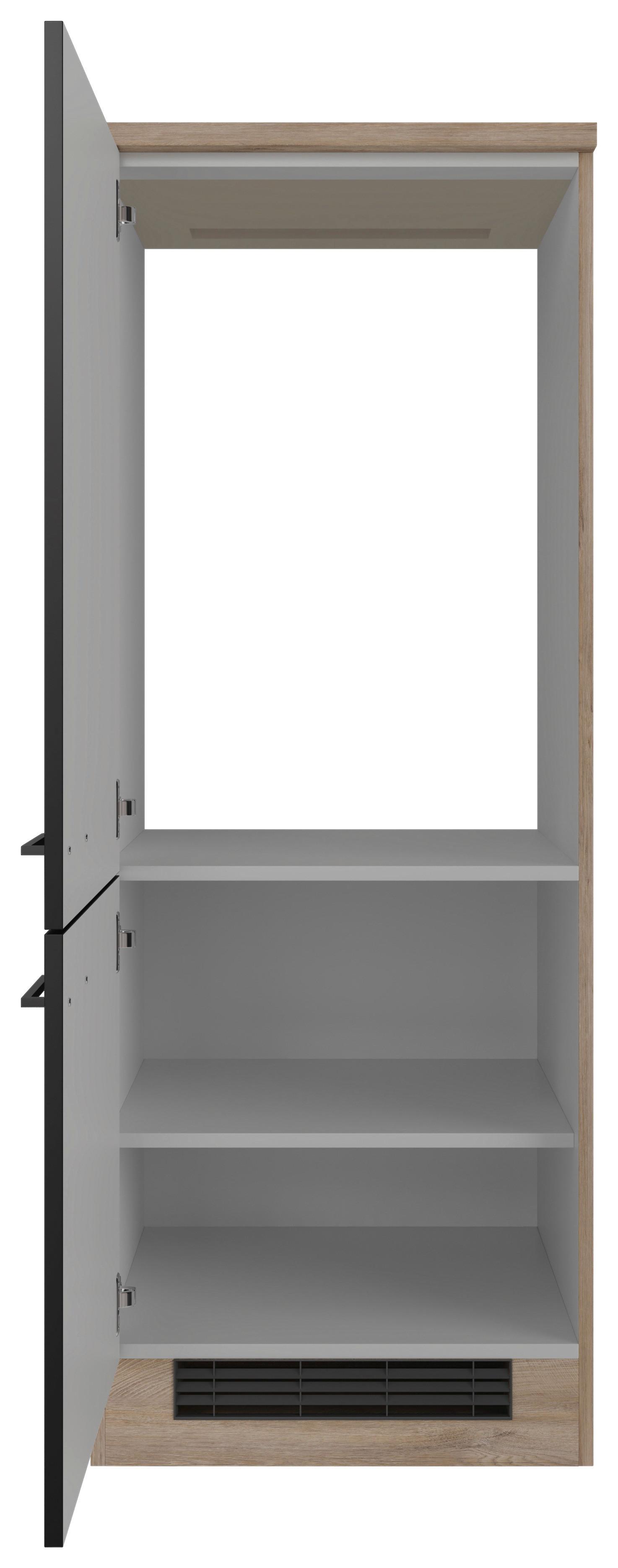 Skrinka na vstavané spotrebiče CAPRI - čierna/farba duba, Konventionell, kov/kompozitné drevo (60/160,6/60cm) - FlexWell