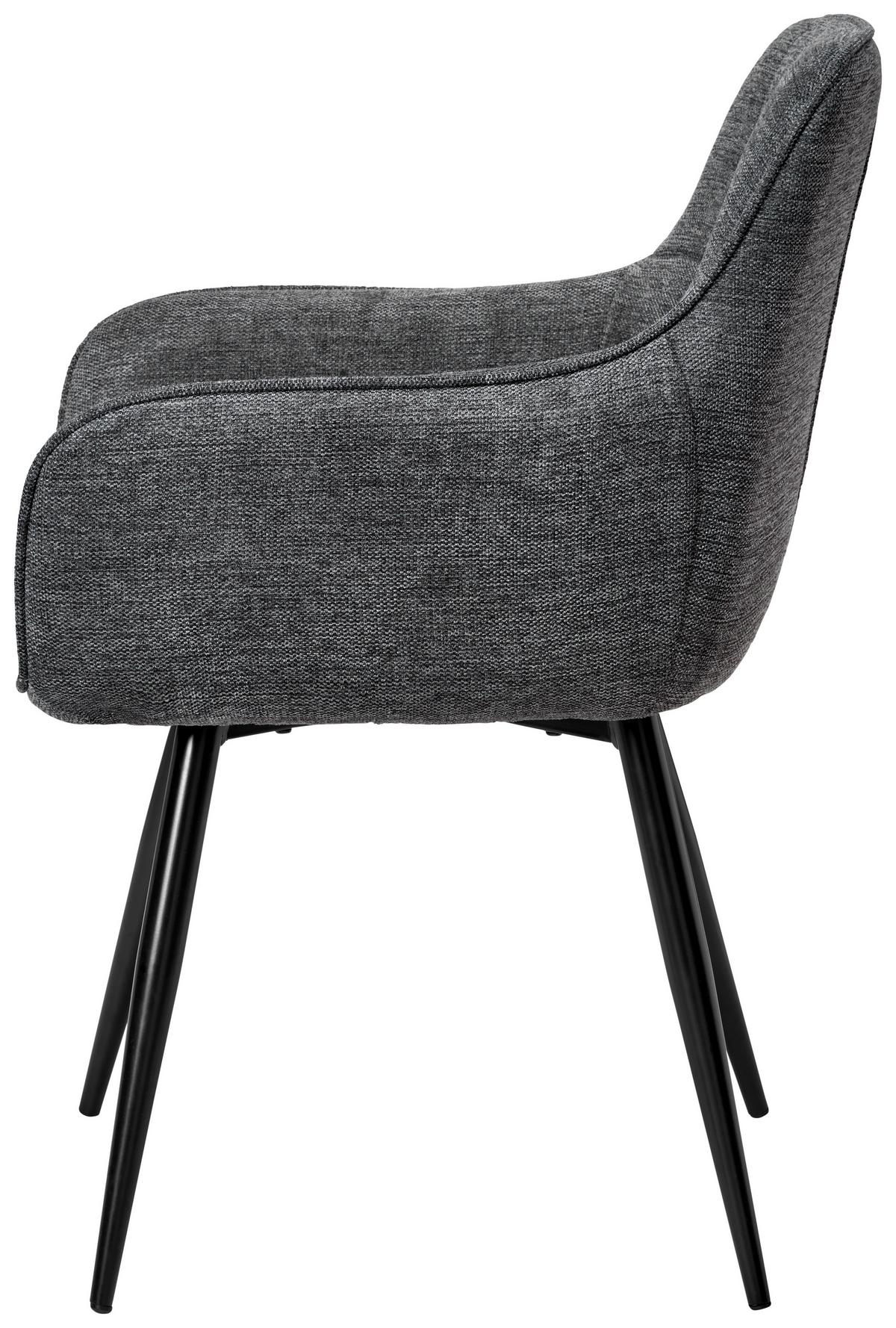 ARMLEHNSTUHL-SET LEICESTER - Schwarz/Grau, LIFESTYLE, Textil/Metall (57/84/60cm) - MID.YOU