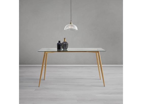 Jedálenský Stôl Vinnie - hnedá/číre, Moderný, kov/sklo (140/76/80cm) - Modern Living Jedálenský Stôl Vinnie - hnedá/číre, Moderný, kov/sklo (140/76/80cm) - Modern Living