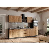 Küchenblock Liverpool Graphit/Eiche Dekor B: 240 cm - Schieferfarben/Eiche Wotan, Basics, Holzwerkstoff (300cm) - Held