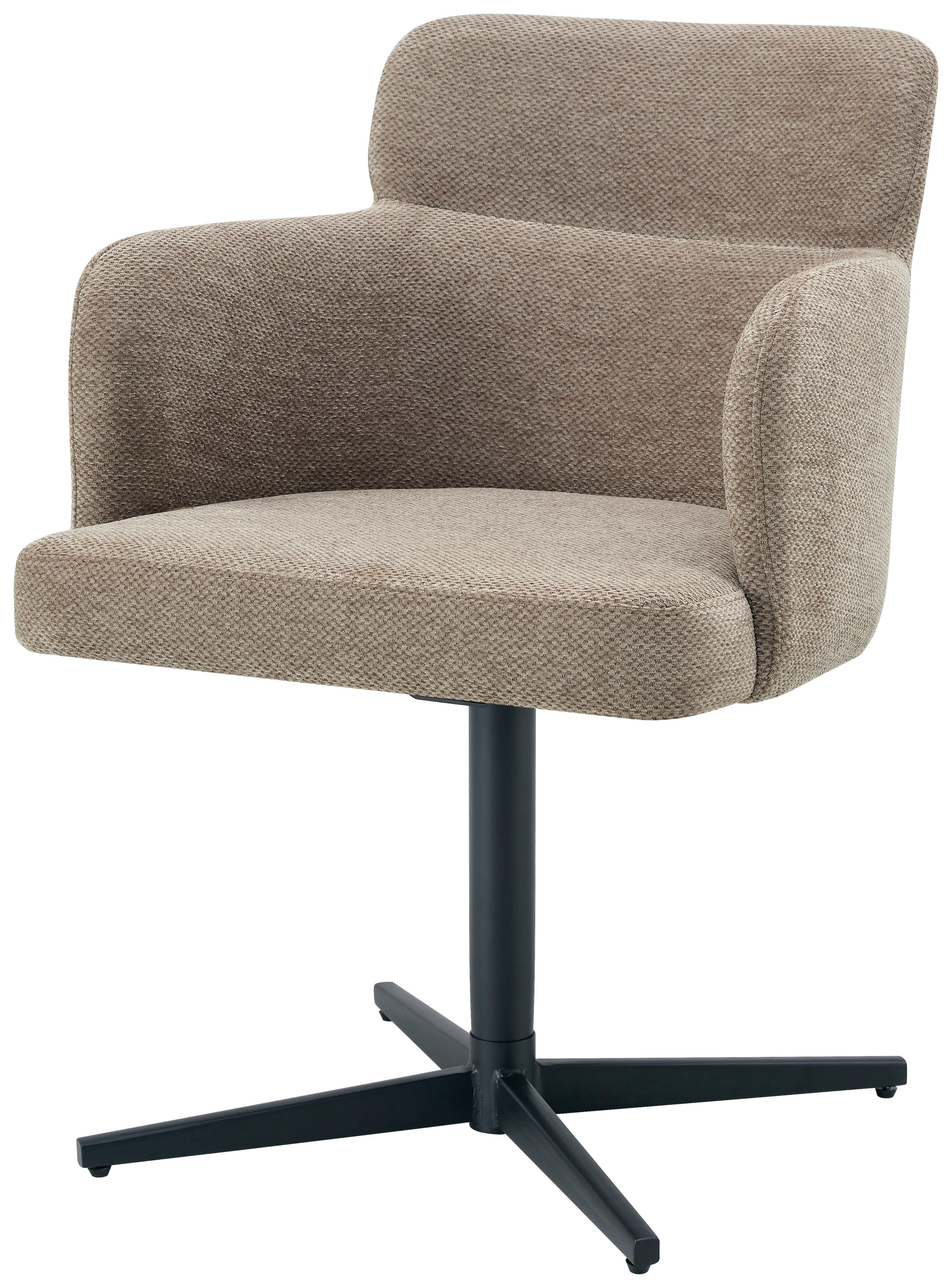 Armlehnstuhl Matteo Webstoff Braun, B: 58,5 Cm - Schwarz/Braun, KONVENTIONELL, Holz/Textil (58,5/85/63cm) - Livetastic