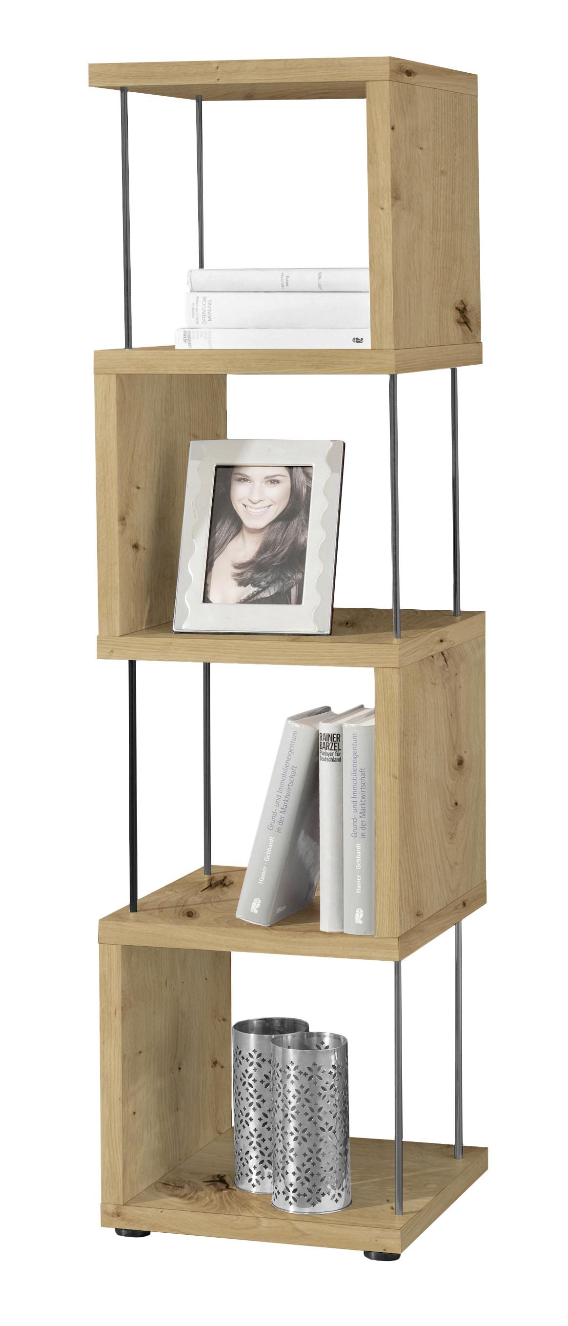 STOJACÍ REGÁL STICKS - čierna/farba duba, Modern, kompozitné drevo/plast (33/126/33cm) - Mömax