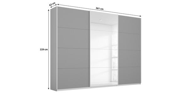 Schwebetürenschrank Mit Spiegel B: 361 cm Miami, Grau Metallic - Grau, MODERN, Holzwerkstoff (361/229/62cm) - Luca Bessoni
