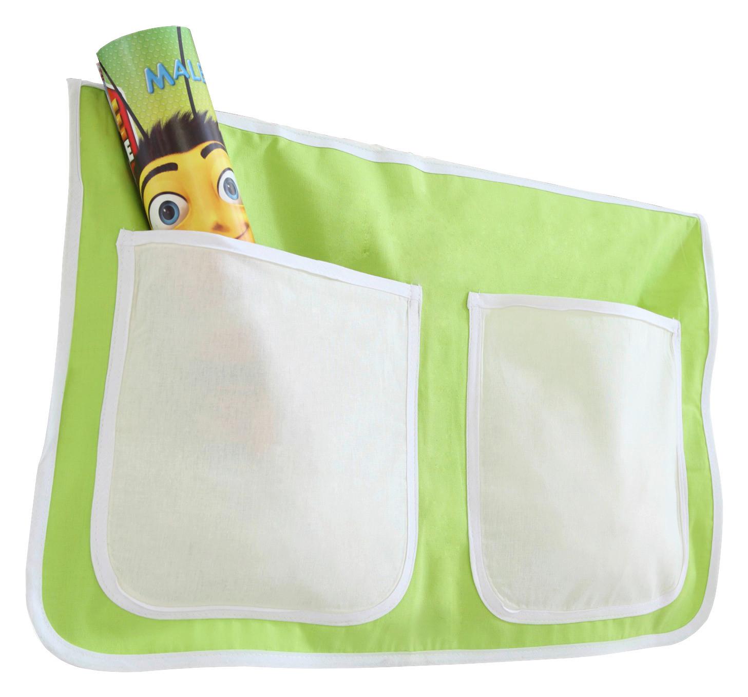 Betttasche Aus Baumwolle M. 2 Fächern, Grün/beige