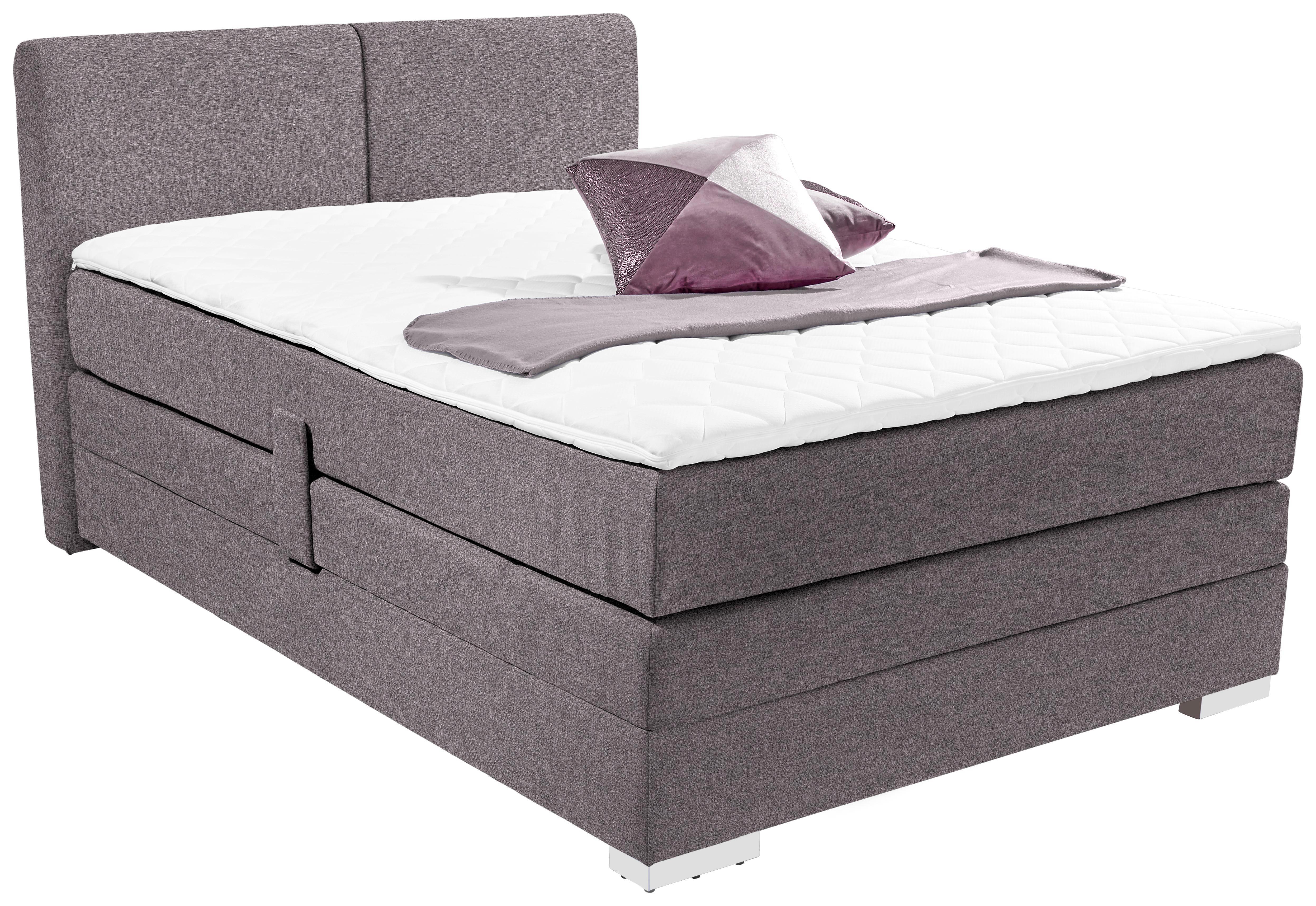 Boxspringbett Tina 140x200 Grau - Grau, KONVENTIONELL, Textil (140/200cm)