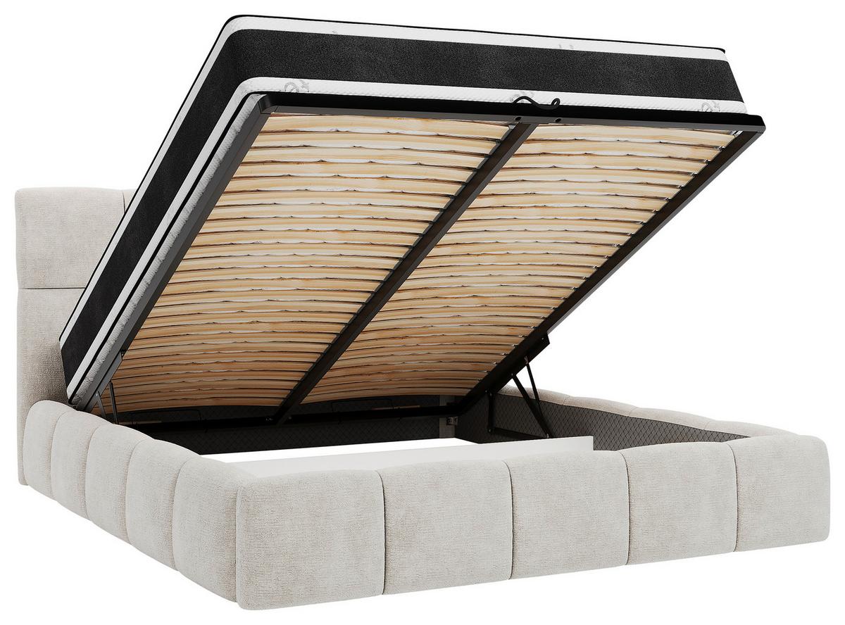 Polsterbett Cherry Chenille Beige, Lf: 180x200 cm - Beige/Schwarz, MODERN, Holz/Holzwerkstoff (180/200cm) - MID.YOU