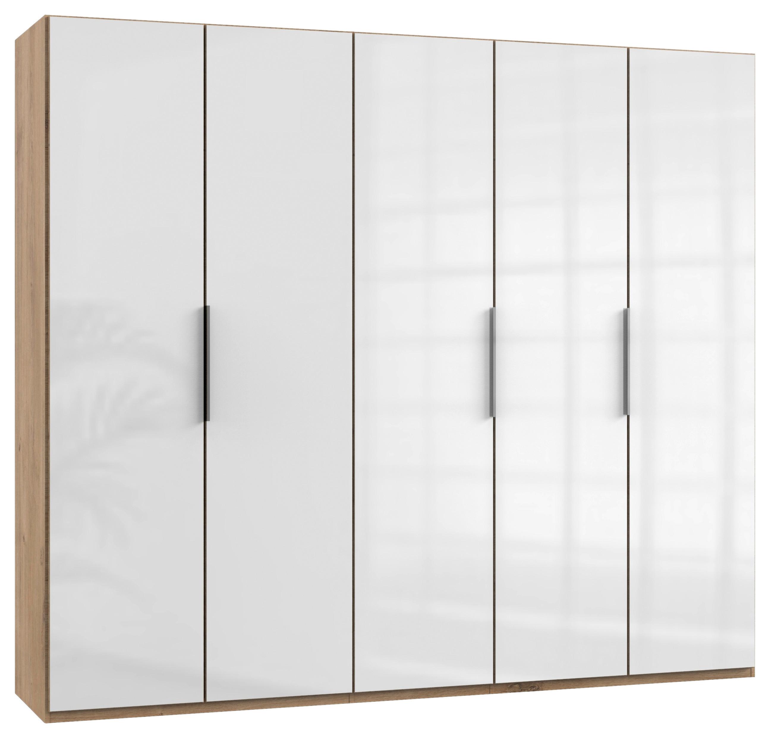 Šatníková skriňa LEVEL 36 D - biela s vysokým leskom/farba duba, Modern, kompozitné drevo (250/216/58cm) - MID.YOU