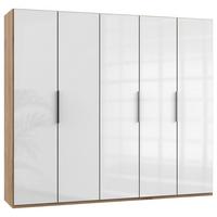 Šatníková skriňa LEVEL 36 D - biela s vysokým leskom/farba duba, Modern, kompozitné drevo (250/216/58cm) - MID.YOU