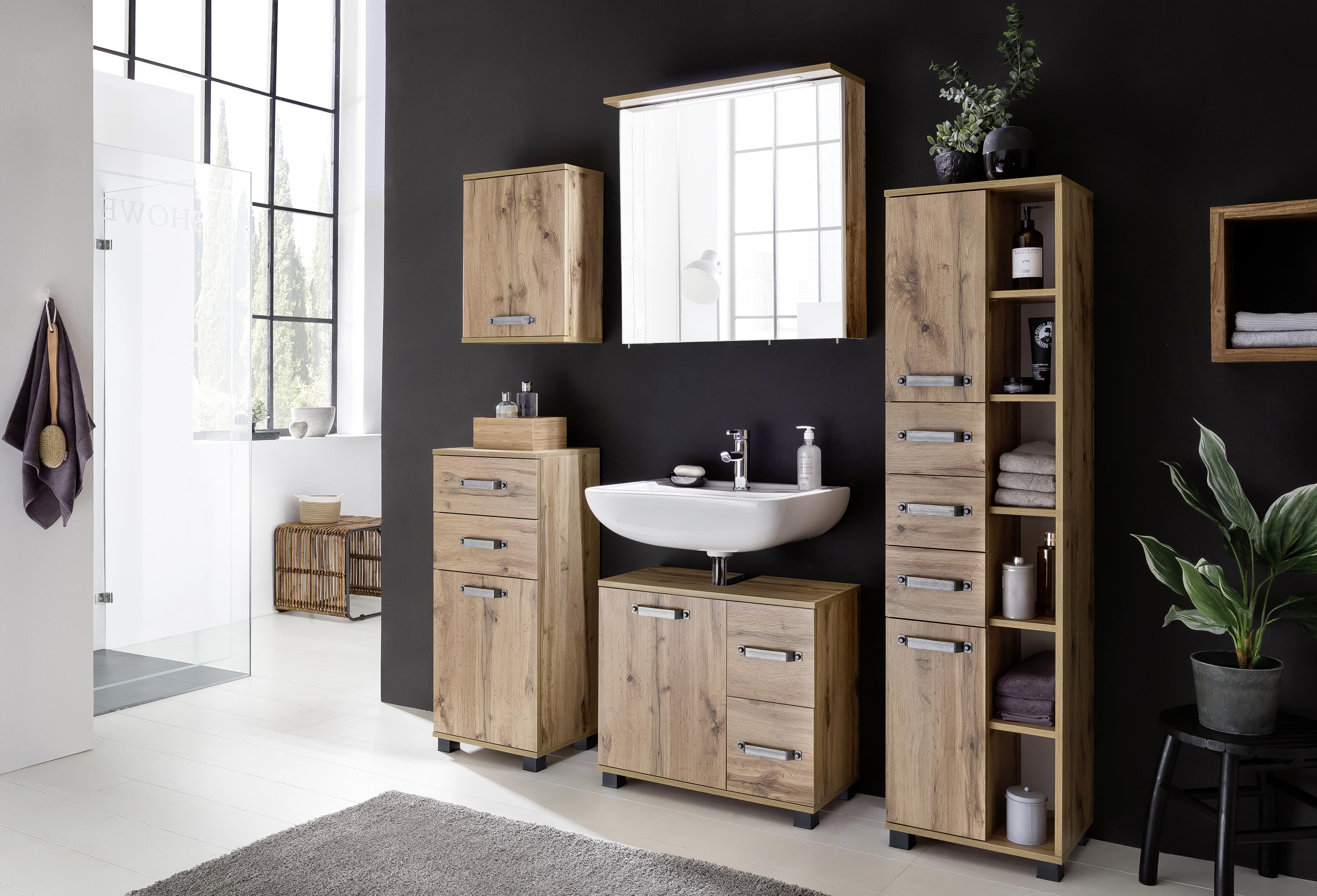 Hängeschrank Bad Milan BxH 40,3x54,5 cm Eiche Dekor - Eichefarben, KONVENTIONELL, Holzwerkstoff (40,3/54,5/20cm) - MID.YOU