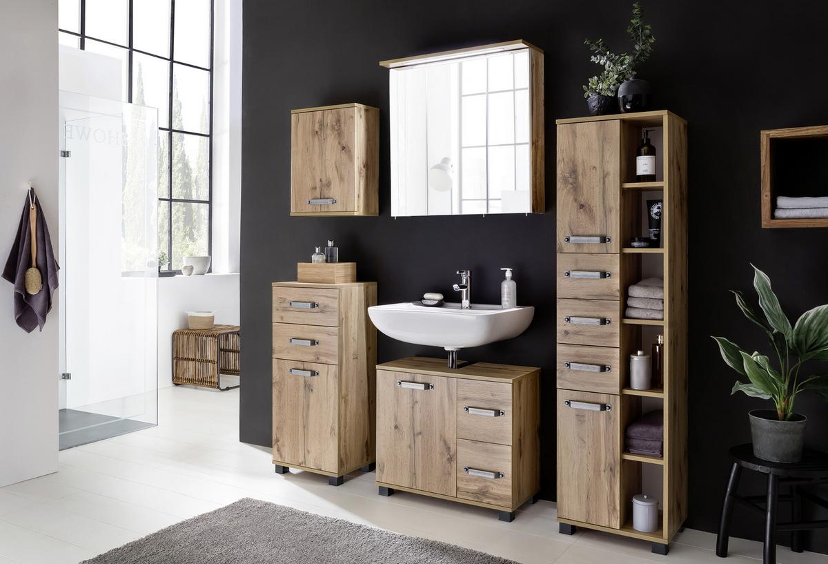 Hängeschrank Bad Milan BxH 40,3x54,5 cm Eiche Dekor - Eichefarben, KONVENTIONELL, Holzwerkstoff (40,3/54,5/20cm) - MID.YOU