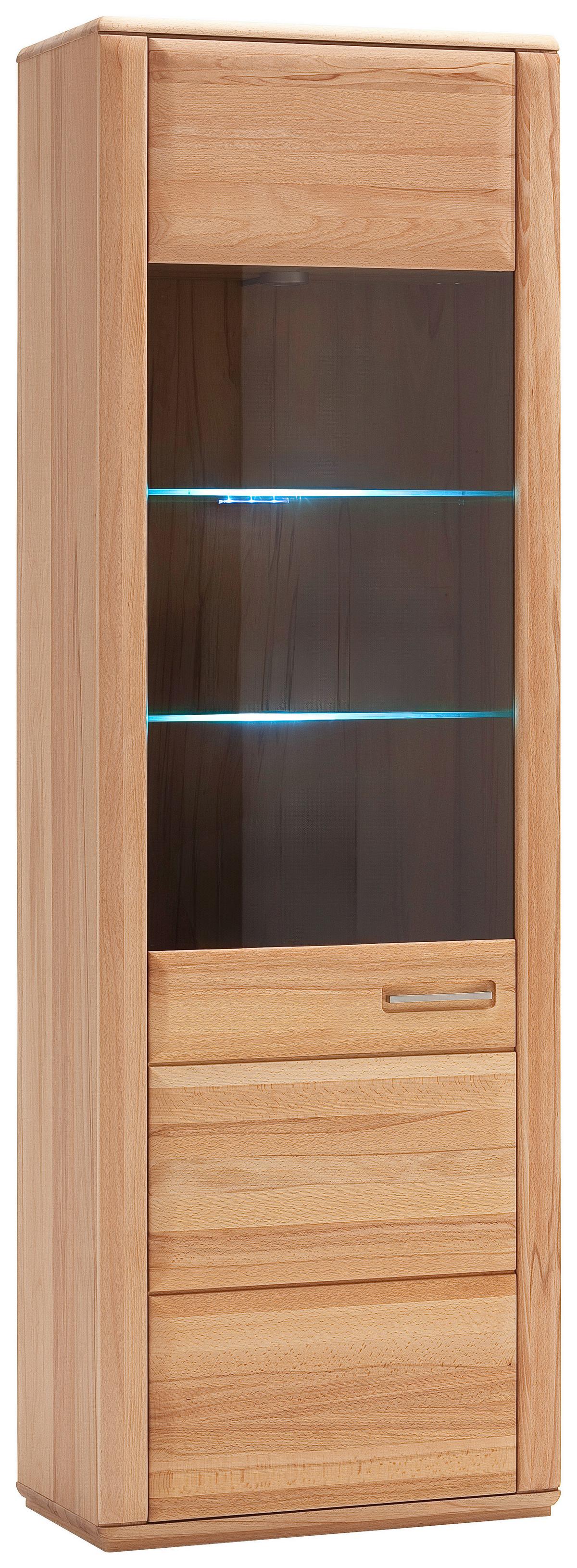 Wohnkombination teilmassiv 4--Teilig. Sena Buchefarben - Buchefarben/Kernbuche, Design, Glas/Holz (319/209/51cm) - Livetastic