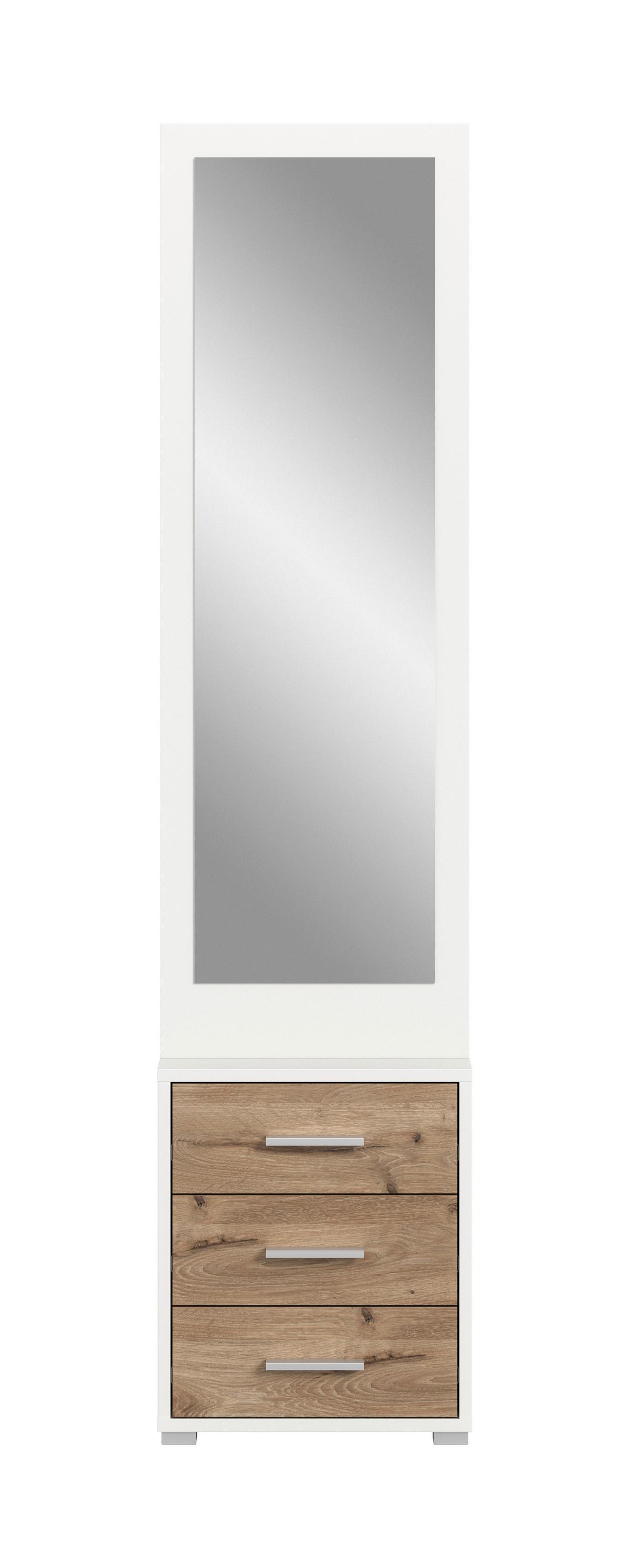 Garderobe Polo 2-teilig Eiche Dunkel/weiß B: 45 Cm - Eiche dunkel/Weiß, Design, Holzwerkstoff (45/190/38cm) - Livetastic