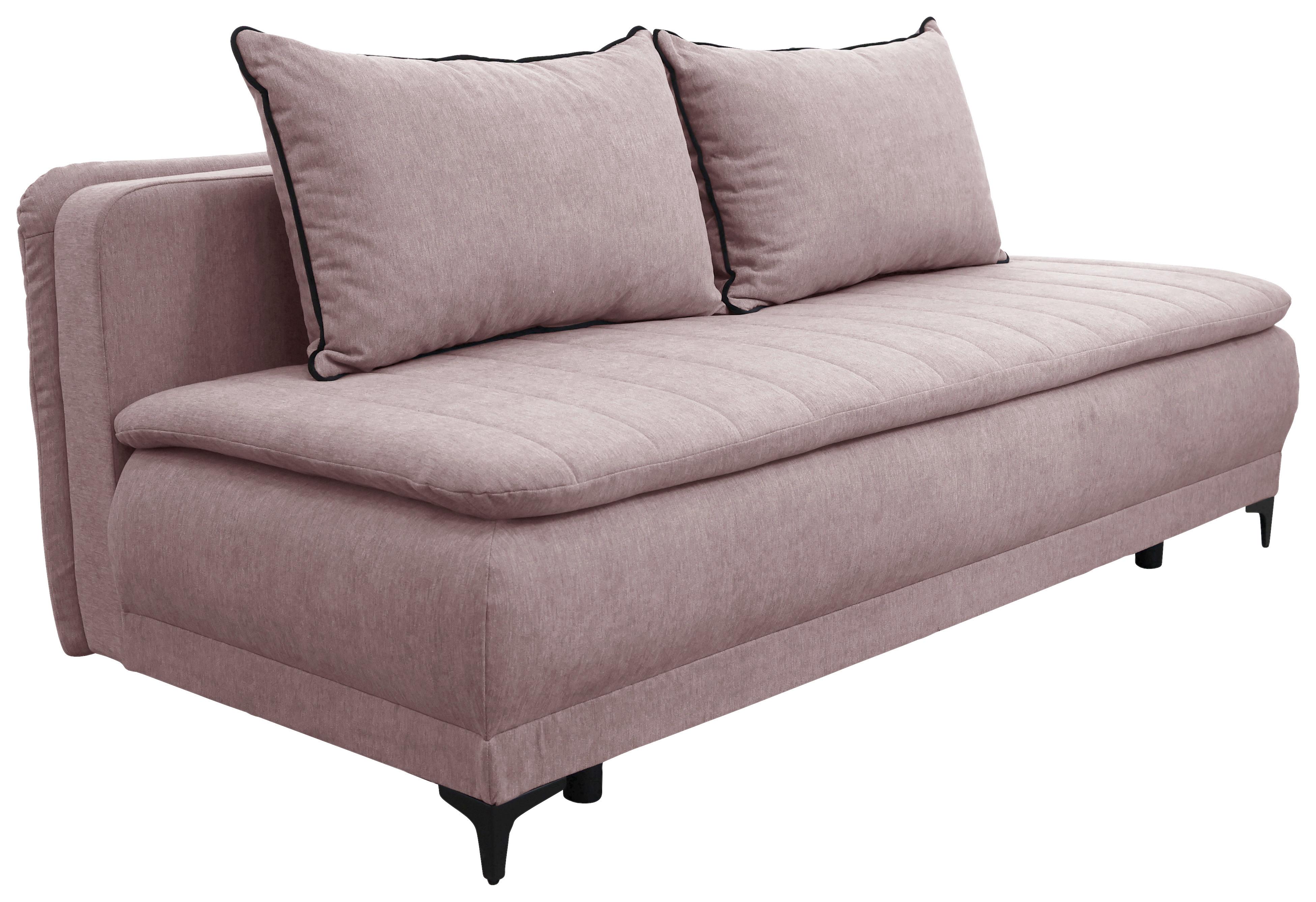 Schlafsofa Moliss Rosa B: 202 cm - Schwarz/Rosa, Basics, Textil (202/98/78cm) - Livetastic