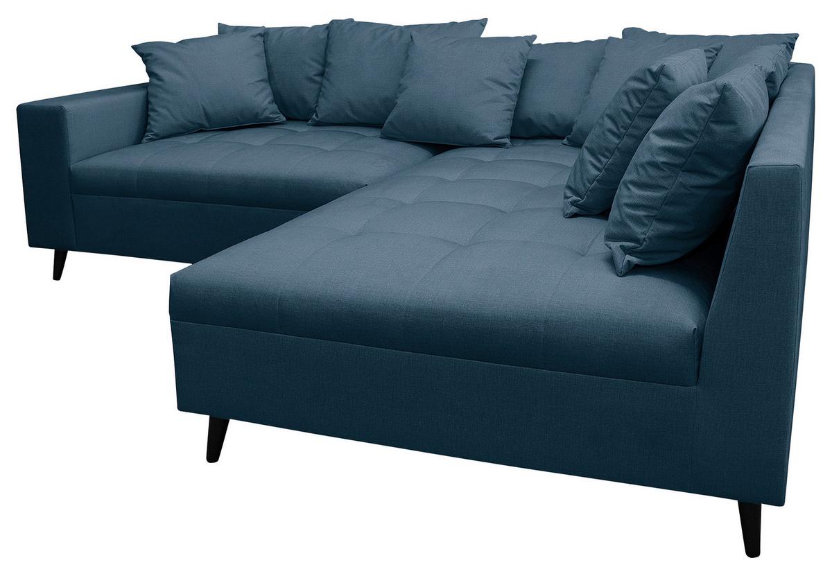 Ecksofa Pruno Dunkelblau S: 247x174 Cm - Schwarz/Dunkelblau, Design, Textil (247/174cm) - MID.YOU