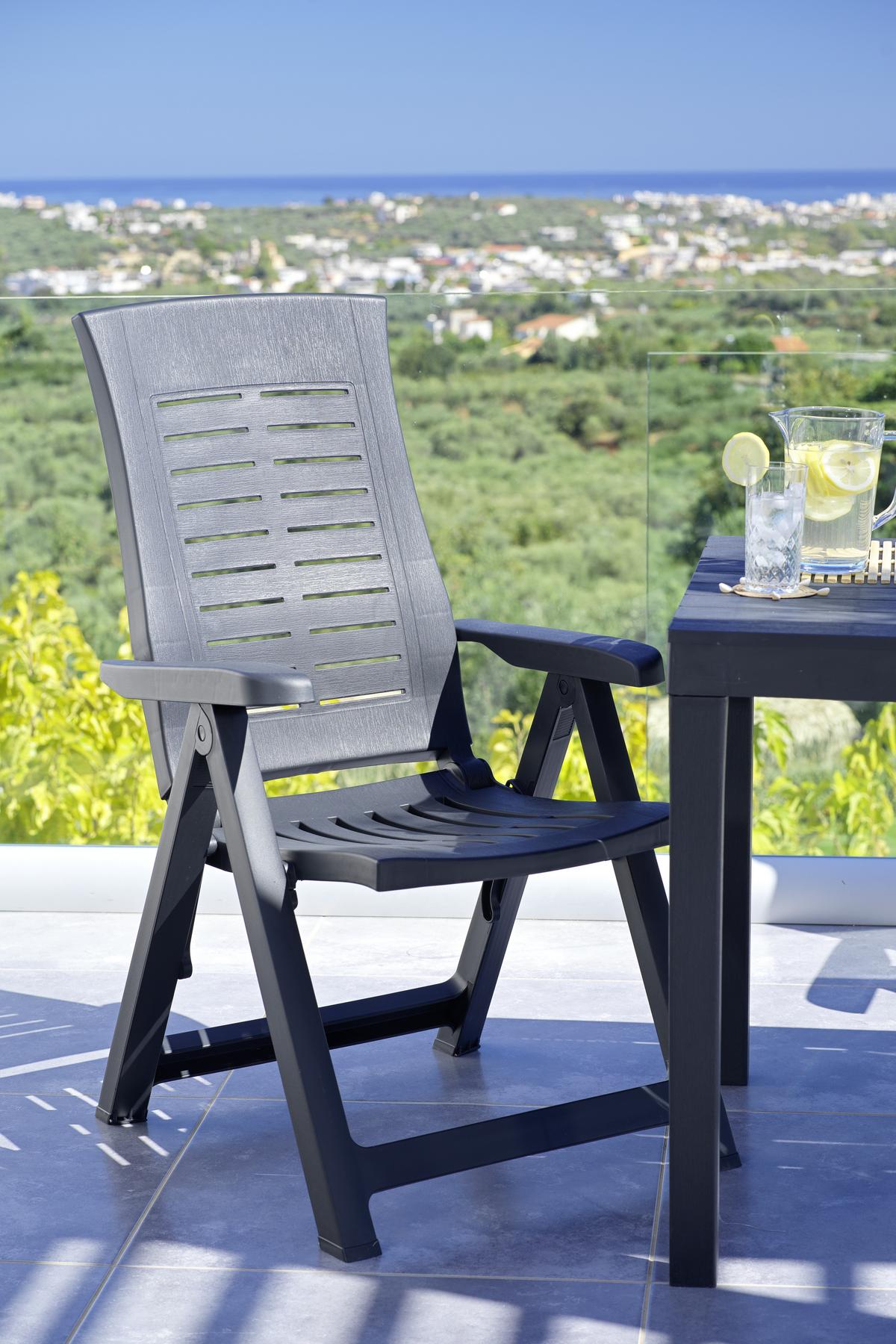 Gartenstuhl Malta Kunststoff Mehrfach verstellbar - Anthrazit, MODERN, Kunststoff (62/108/58cm) - Luca Bessoni